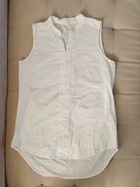 Eileen Fisher Sleeveless White Tunic Cotton Spandex Blend - Women's Size XS/TP